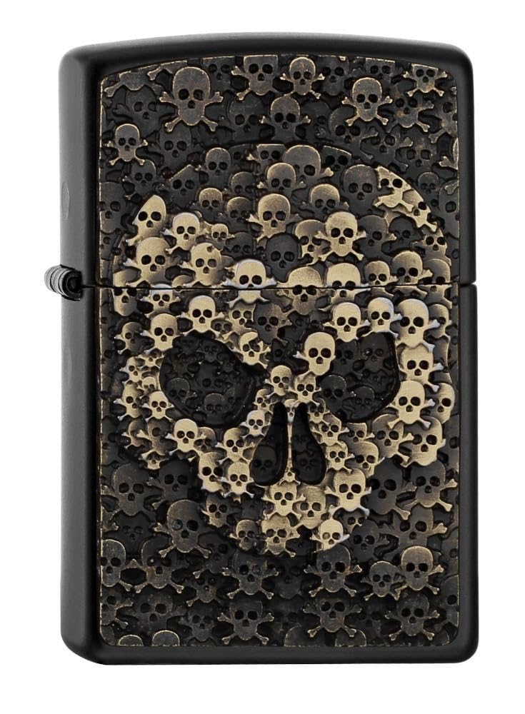 Zippo 2005334 Skull-Black Matte-Spring 2017 Feuerzeug, Chrom, Silber, 5.8 x 3.8 x 2 cm