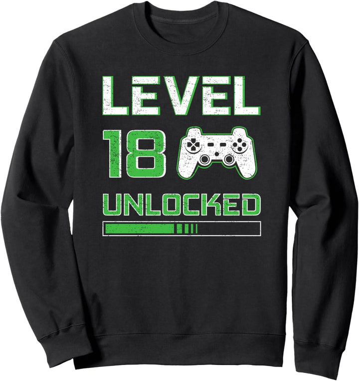 18. Geburtstag Gamer Level 18 unlocked Geschenk Sweatshirt
