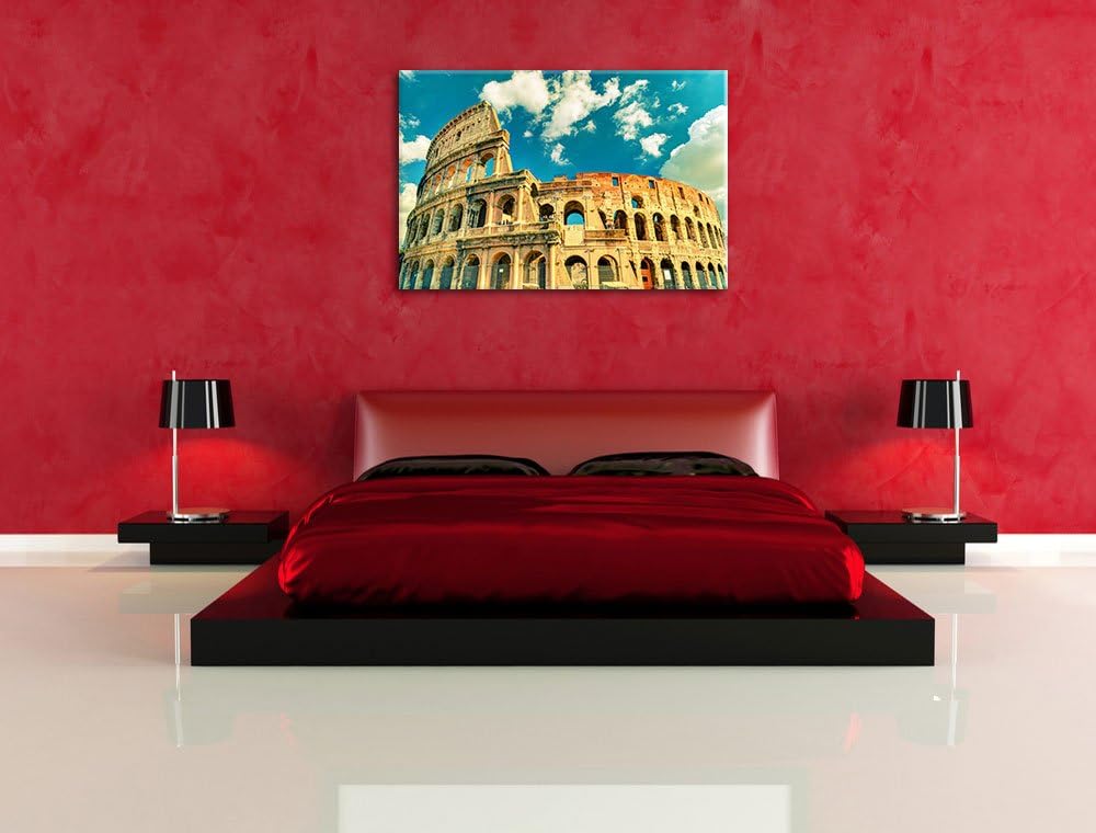 Colosseum bei Tag in Rom, Format: 100x70 auf Leinwand, XXL riesige Bilder fertig gerahmt mit Keilrah