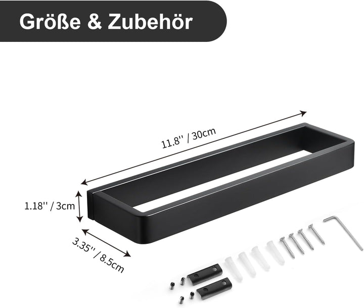 YACVCL Badezimmer Handtuchhalter Geburstet Schwarz 30CM, Schwarz 30CM
