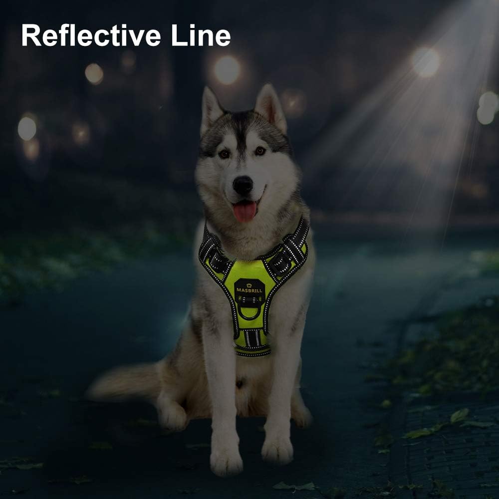 MASBRILL Hundegeschirr Grosse Hunde, Anti Zug Geschirr Hunde Brustgeschirre Einstellbar und Reflekti