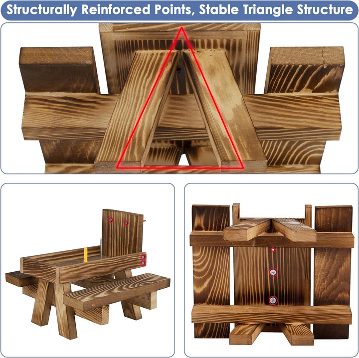 Eichhörnchen Futtertisch mit Regenschirm, Holz Eichhörnchen Picknickbank Futterspender mit Regenschi