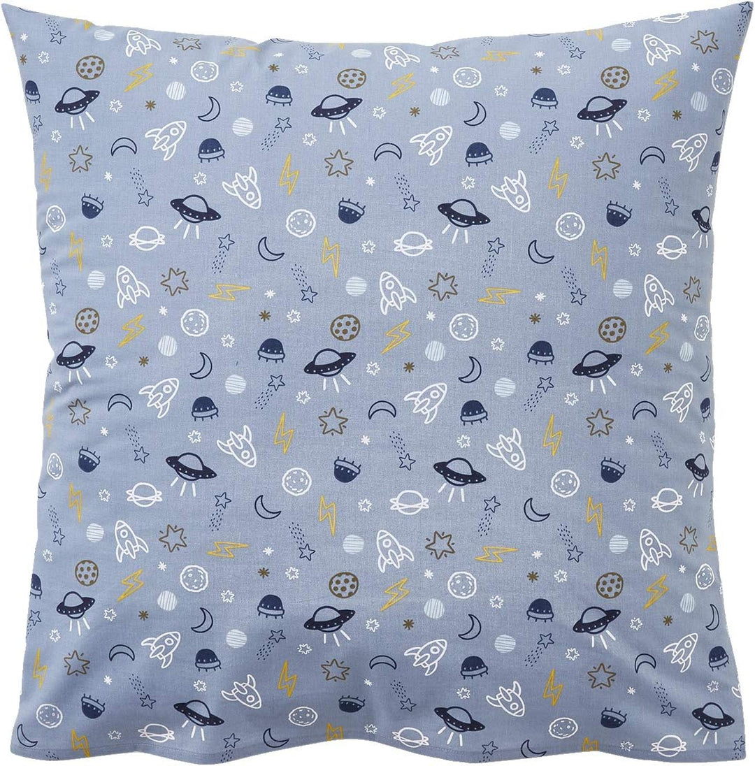 Vertbaudet Kinder Bettwäsche-Set „Cosmos“ blau/weiss Bedruckt 140X200 - Kissen 50X75 140X200 - KISSE