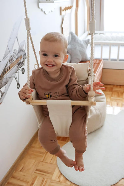 MAMOI® Babyschaukel, Baby schaukel Indoor, Kinderschaukel aus Holz, Holzschaukel für Kinder, Schauke