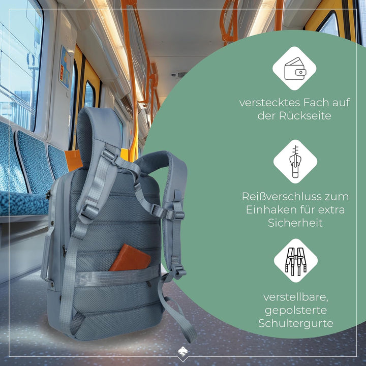 Travelite Handgepäck Rucksack, Laptop Rucksack 15,6 Zoll, WORKFLOW Reiserucksack aus recyceltem Mate
