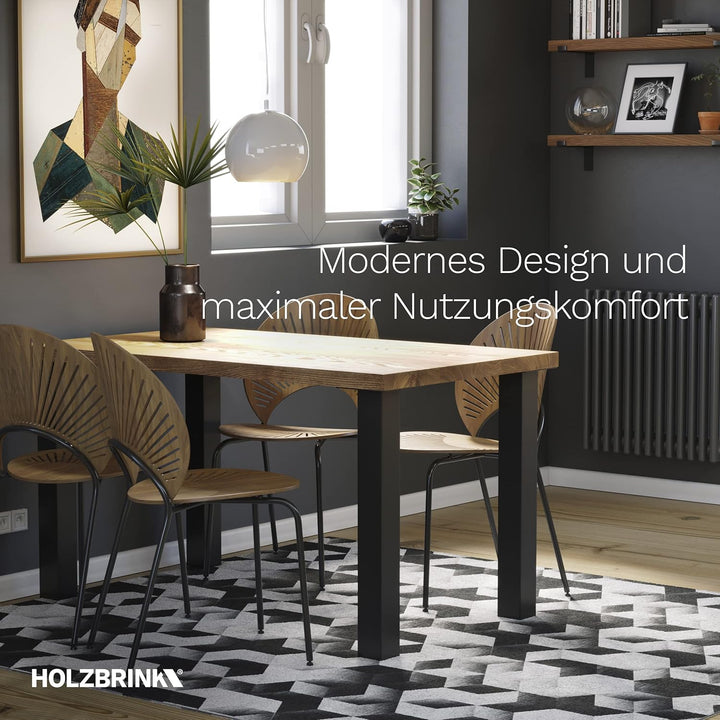 HOLZBRINK Tischbeine Eckig, Möbelfüsse aus Quadratrohr 40x40 mm, Höhe 100 cm, Schwarz, 4 Stück, HLT-