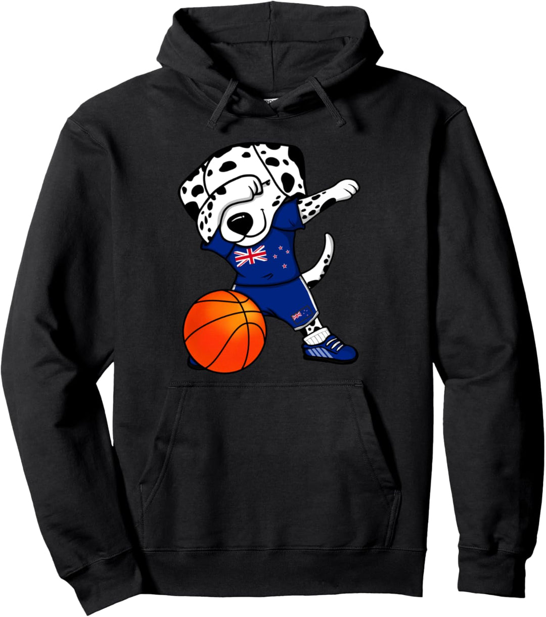 Dabbing Dalmatiner Neuseeland Basketball Mannschaft Sport Pullover Hoodie