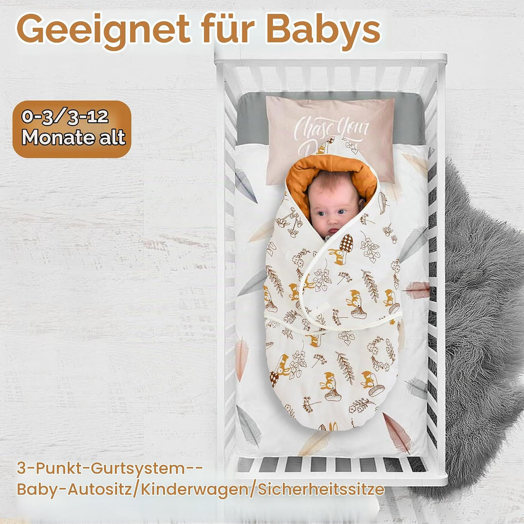 Einschlagdecke Babyschale für Buggy Universal Fusssack Babydecke Baumwolle Baby Pucksack für Kinderw