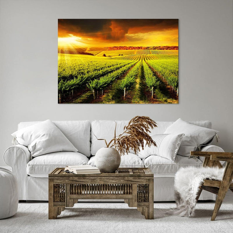 ARTTOR Bilder auf Leinwand 100x70cm Leinwandbild Land Weingut Pflanzung Gross Wanddeko Bild Schlafzi