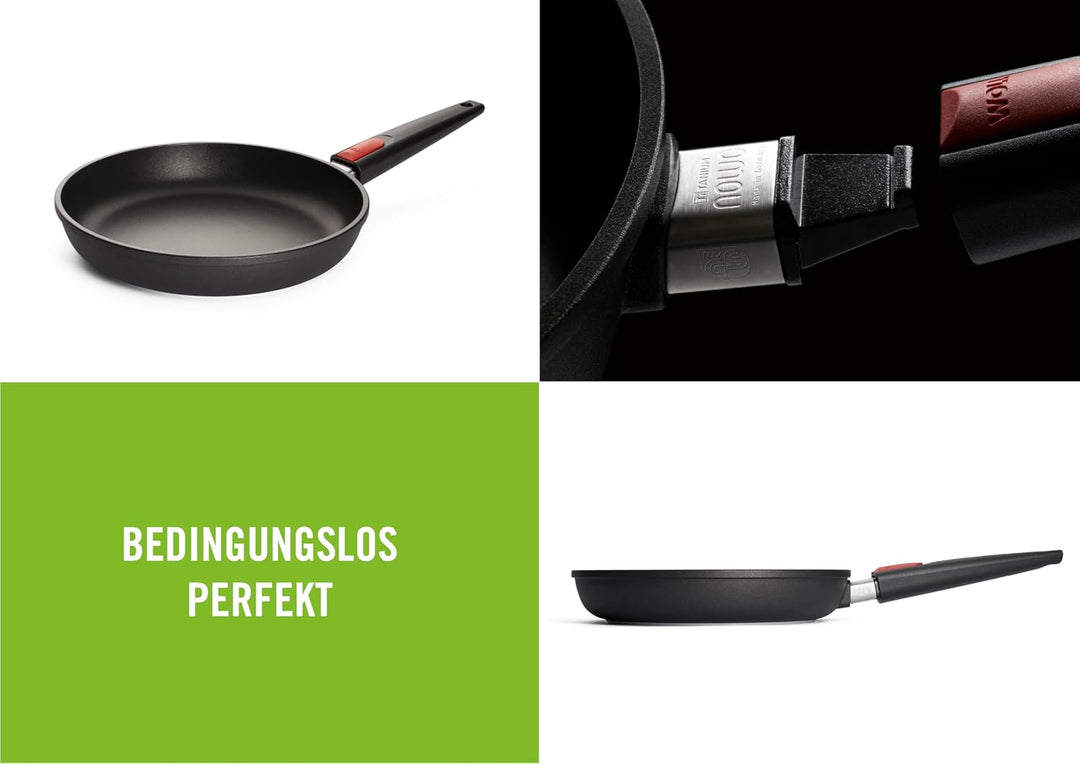 Woll – Nowo Titanium Flachpfanne Induktion Ø 26 cm, 5 cm hoch, mit abnehmbarem Stiel – Antihaftpfann