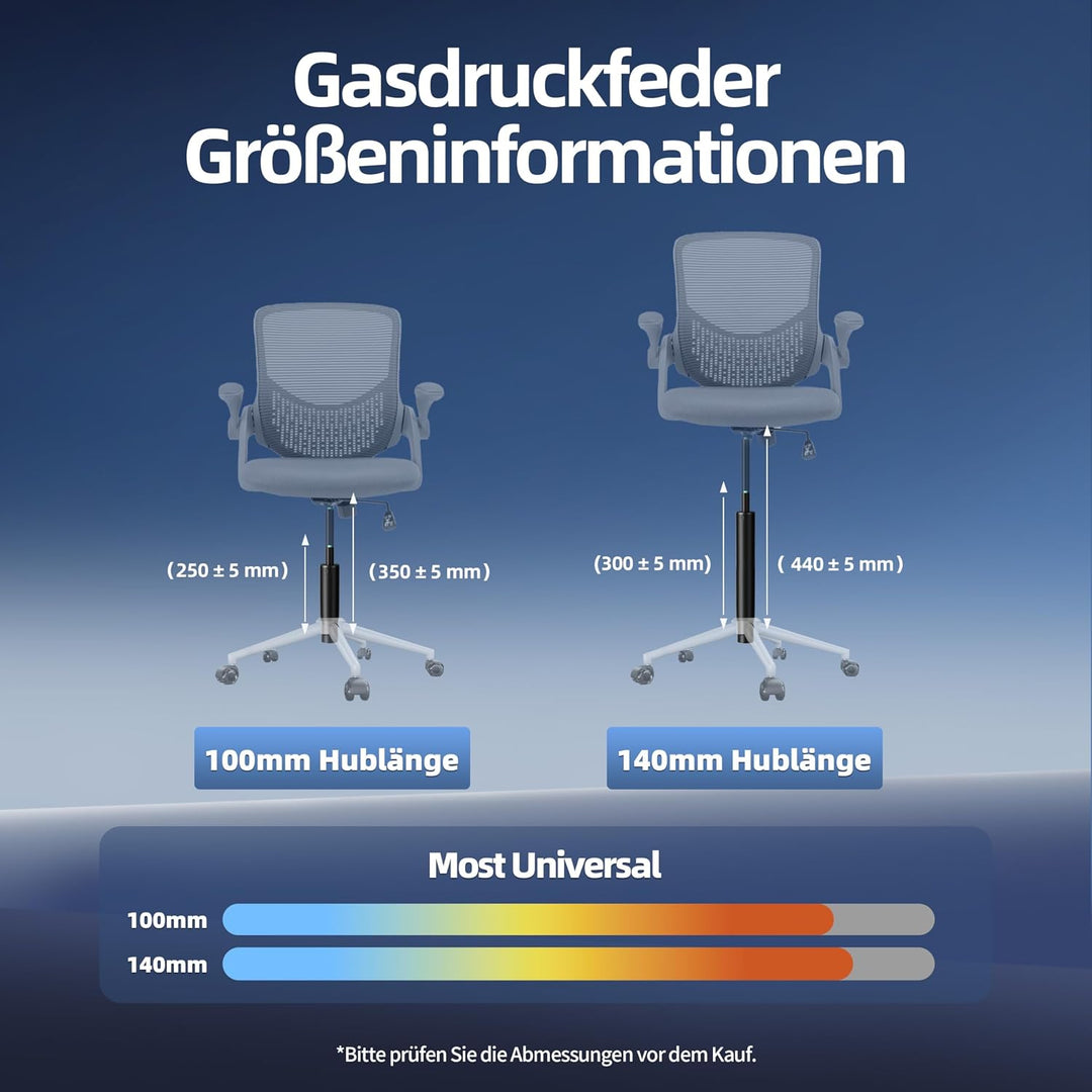 Mastery Mart 178mm-279mm Gasdruckfeder für Bürostuhl, Gasfeder mit 100mm einstellbarem Hub, bis 450k