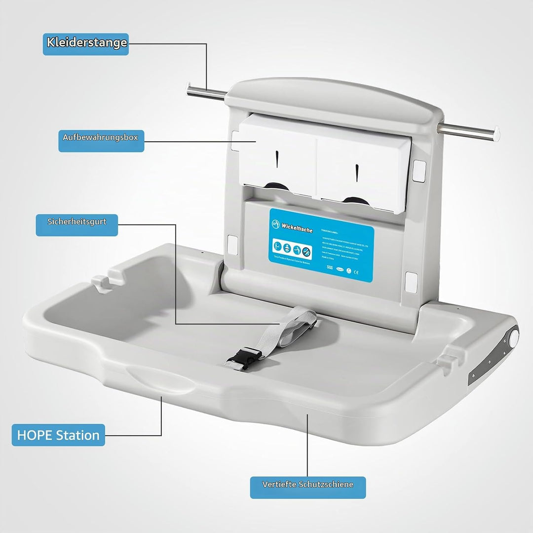 Wickelkommode Wandmontierter Wickeltisch Faltbare Wickelkommode Gewerbliche Toiletten Horizontal HDP