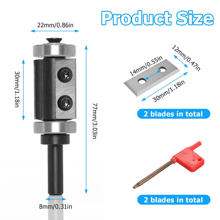 Bündigfräser Kugellager Oben, Bündigfräser Oberfräser 8mm Schaft, Holzbearbeitung Fräser mit 2-Seiti