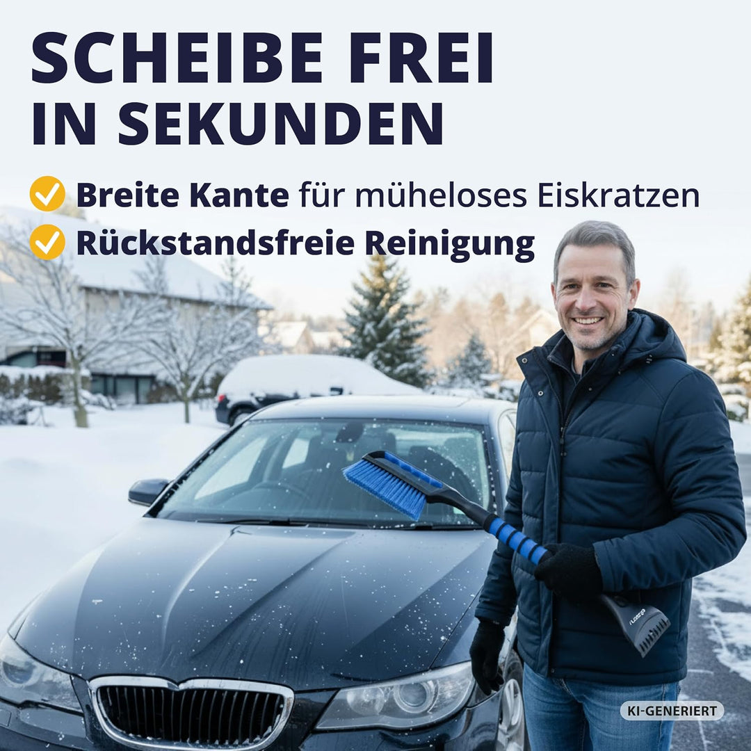 LICARGO 2X Eiskratzer Auto mit Besen 67cm - stabil &amp; wackelfrei - kratzerfrei &amp; lackschonend Schneeb