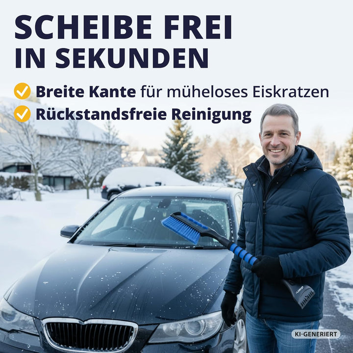 LICARGO 2X Eiskratzer Auto mit Besen 67cm - stabil &amp; wackelfrei - kratzerfrei &amp; lackschonend Schneeb
