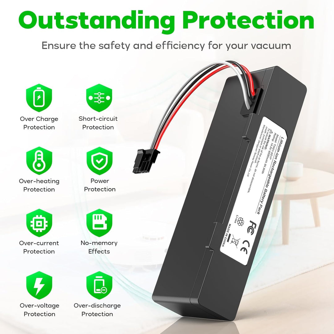 ASUNCELL 6500mAh li-ion Akku für Xiaomi Mop 2S / Mop Pro/Mop P Roboter Staubsauger, Ersatzakku kompa