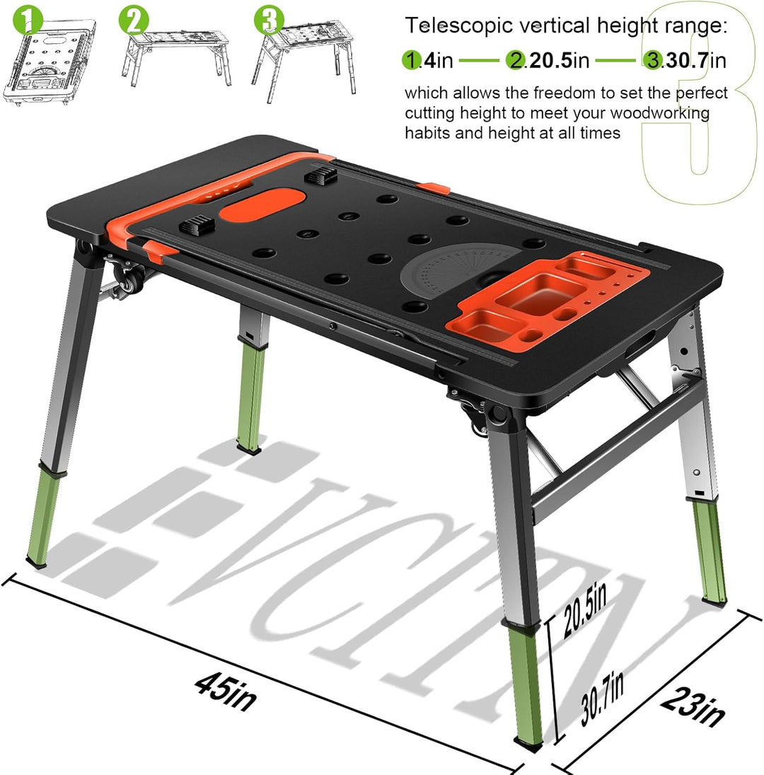 Vertak Faltbar 7-in-1 Klappbare Werkbank mit Integrierter Steckdosenleiste Haushalt & DIY-Arbeitspla