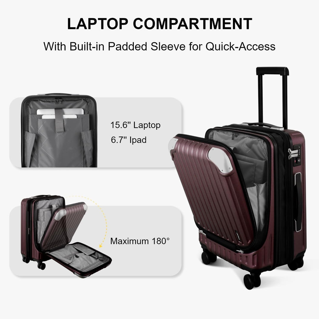 LEVEL8 Koffer Trolleys Handgepäck Hartschalenkoffer Rollkoffer Reisekoffer, TSA Rot (Organizer-Set)3
