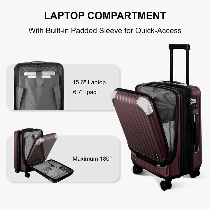 LEVEL8 Koffer Trolleys Handgepäck Hartschalenkoffer Rollkoffer Reisekoffer, TSA Rot (Organizer-Set)3