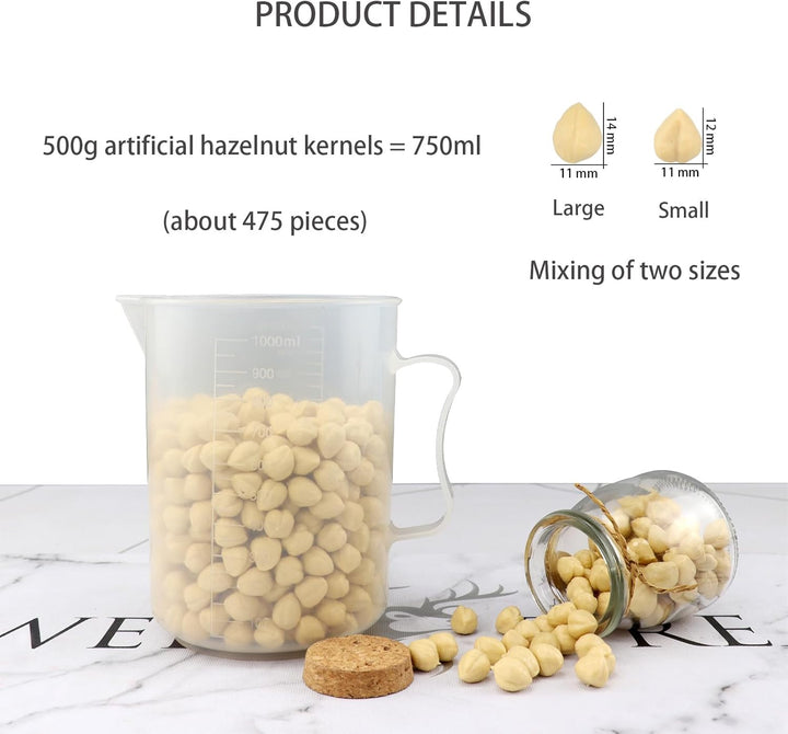 Künstliche Haselnuss Kerne 500g (475Pcs) gefälschte Nüsse für Home Kitchen Table Mittelstück Schrank