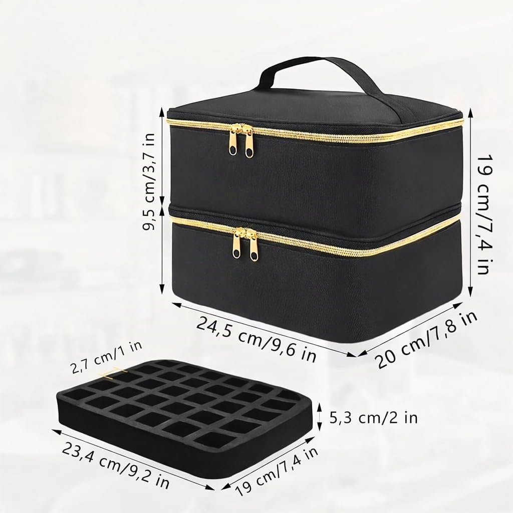 Nagellack-Organizer-Tasche, doppelte Aufbewahrungsbox für Nagellack, Gel-Lampe und Maniküre-Werkzeug