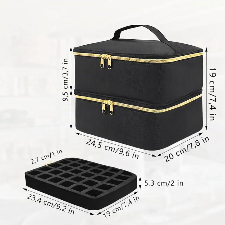 Nagellack-Organizer-Tasche, doppelte Aufbewahrungsbox für Nagellack, Gel-Lampe und Maniküre-Werkzeug