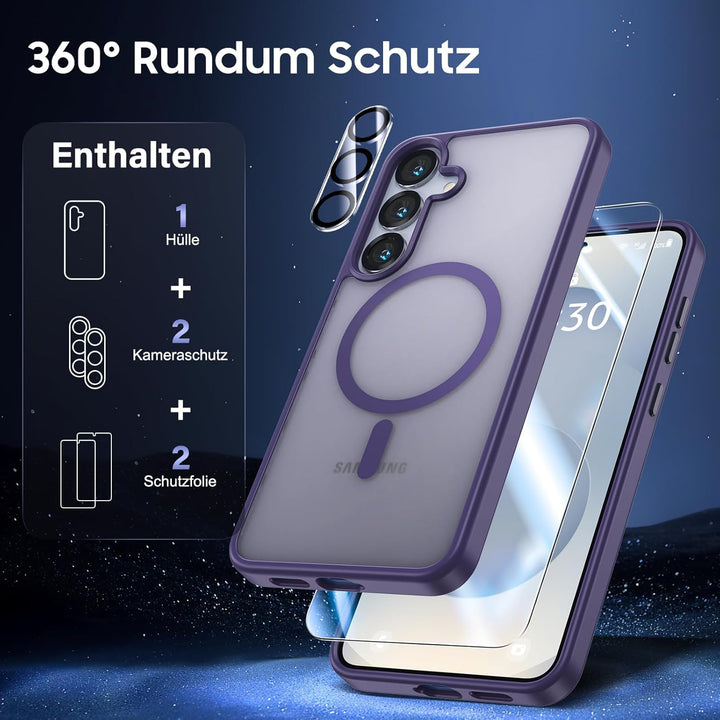 UniqueMe für Samsung Galaxy S25 Hülle - Handyhülle für Samsung Galaxy S25 Case, 5 in 1 Set Rundumsch