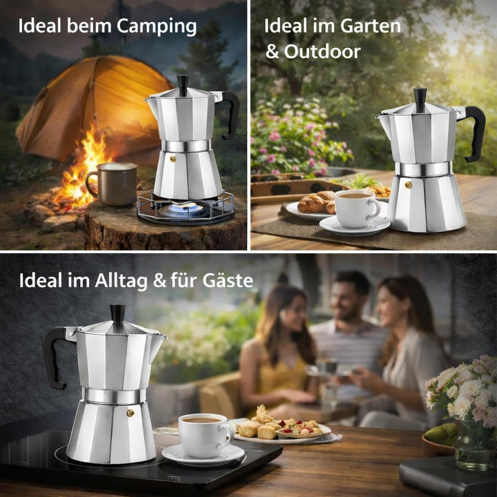 Espressokocher Induktionsgeeignet aus Aluminium – Mokkakanne für alle Herdarten – Zubereitung nach i