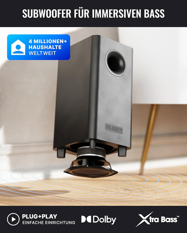 MAJORITY Bowfell Axis Soundbar für tv Geräte | 140W Dolby Audio Soundbar mit Subwoofer | TV Lautspre