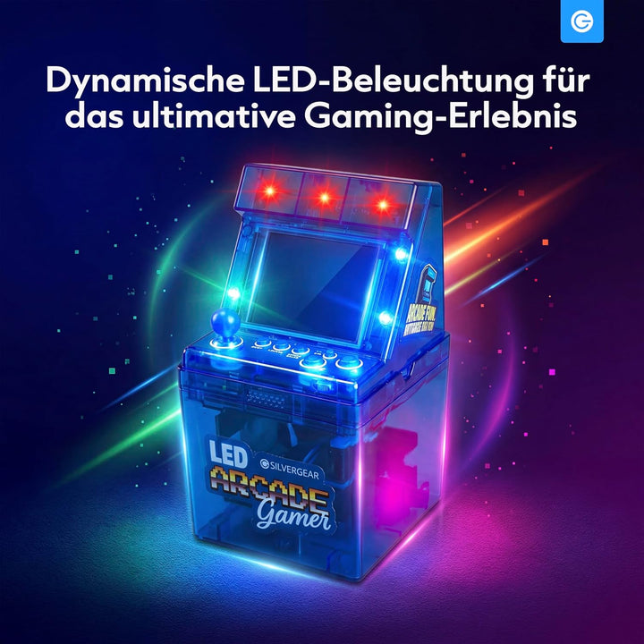 Silvergear® Mini Retro Arcade Spielkonsole 240 Spiele | Tragbare Arcade Maschine im Mini Format | 8