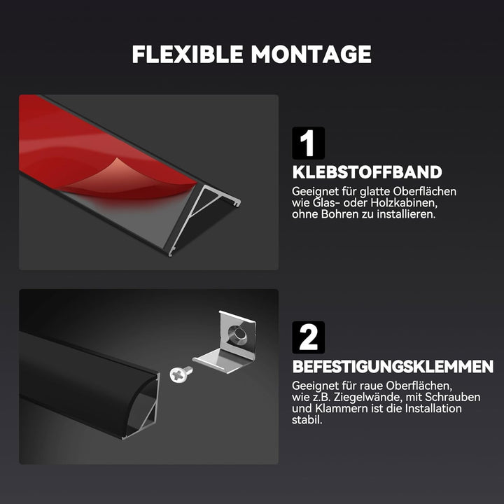 HOMMAND 6 x 1m/3,3ft LED Kanal V-Form, LED Streifen Kanal und Diffusor mit Eckverbinder, Klebstoff,