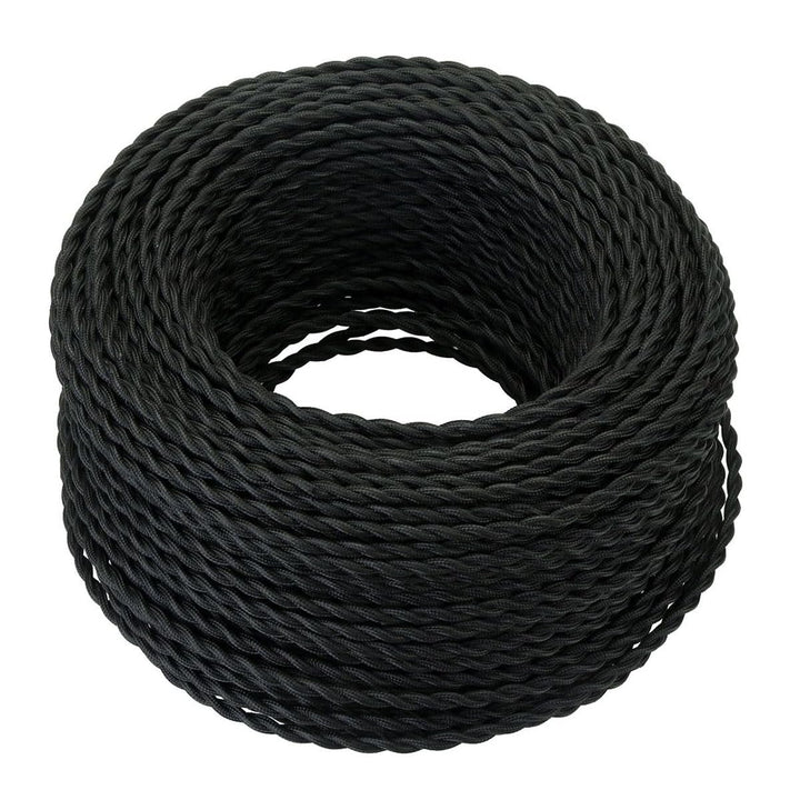 GreenSun Textilkabel 2 adrig Schwarz - Textilkabel Stromkabel Lampenkabel Elektrokabel Textilummante