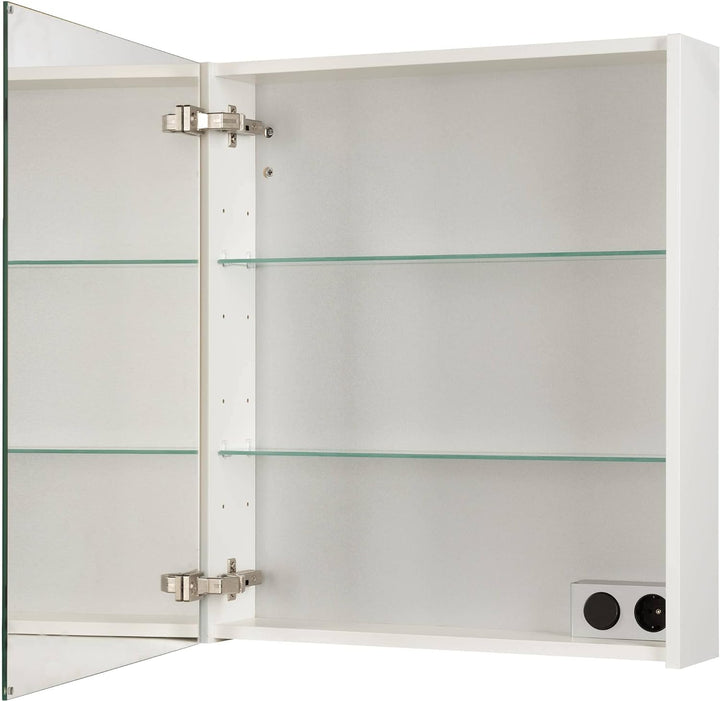 Saqu Salto Badspiegelschrank 60x70cm - Wandspiegel Badezimmerspiegel glänzend Weiss Weiss 60x14x70 c