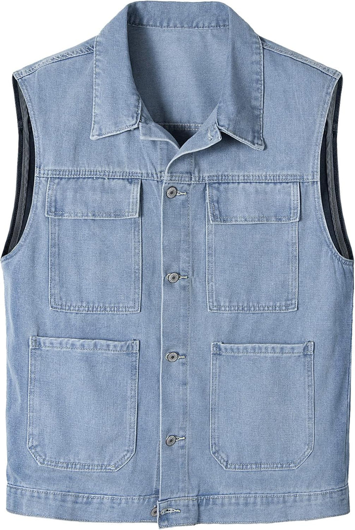 Btmpmcs Herren Ärmellose Denim Weste Classics Fashion Jeans-Weste Outdoor Freizeit Jacke Bikerweste