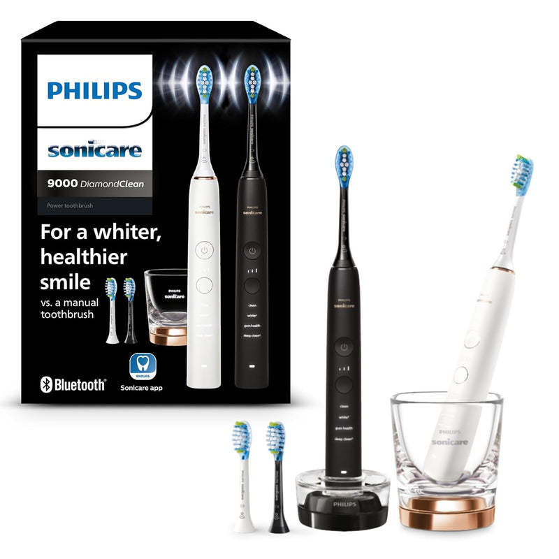 Philips Sonicare DiamondClean 9000 Elektrische Zahnbürste Doppelpack - 2 Schallzahnbürsten, 1x Ladeg