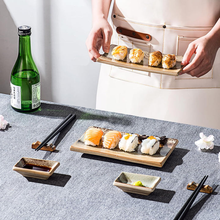 UNICASA Japanisches Geschirr 8er Set, Sushi Geschirr Set Mit Sushi Teller, Dipschalen,Essstäbchen un