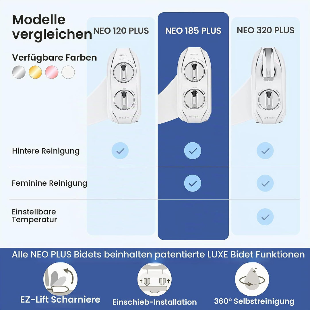 LUXE Bidet NEO 185 Plus – Mechanischer Bidet-Toilettensitzaufsatz der nächsten Generation mit innova