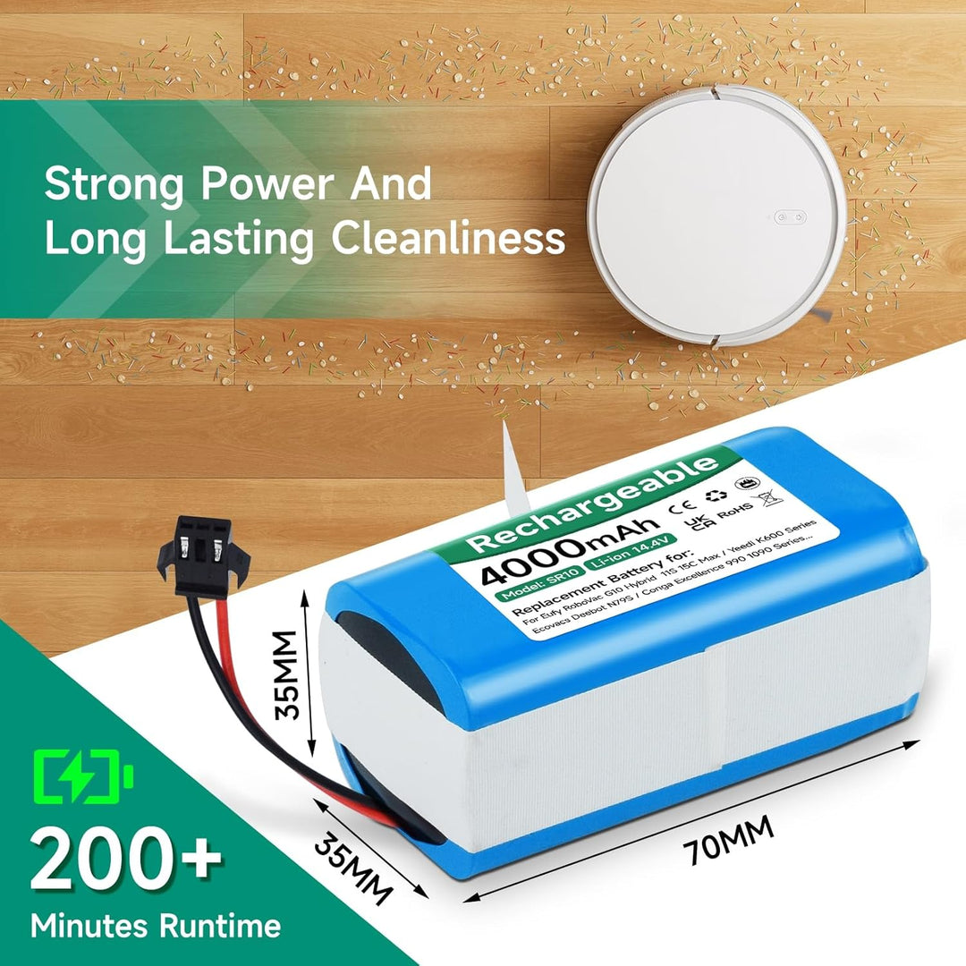 4000mAh 14,4V Ersatzakku für Venga RVC 3000, Lubluelu SL60D/SL61, MEDION X20 SW+, Bagotte BG600/BG70