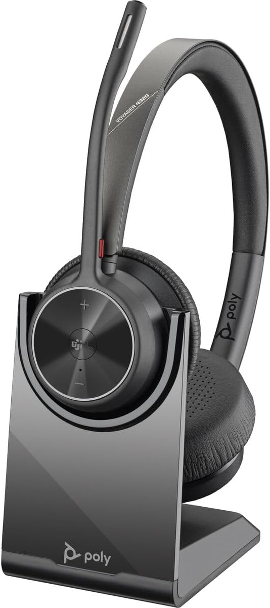 Poly – schnurloses Voyager 4320 UC-Headset (Plantronics) – Kopfhörer mit Mikrofonarm – USB-A-Bluetoo