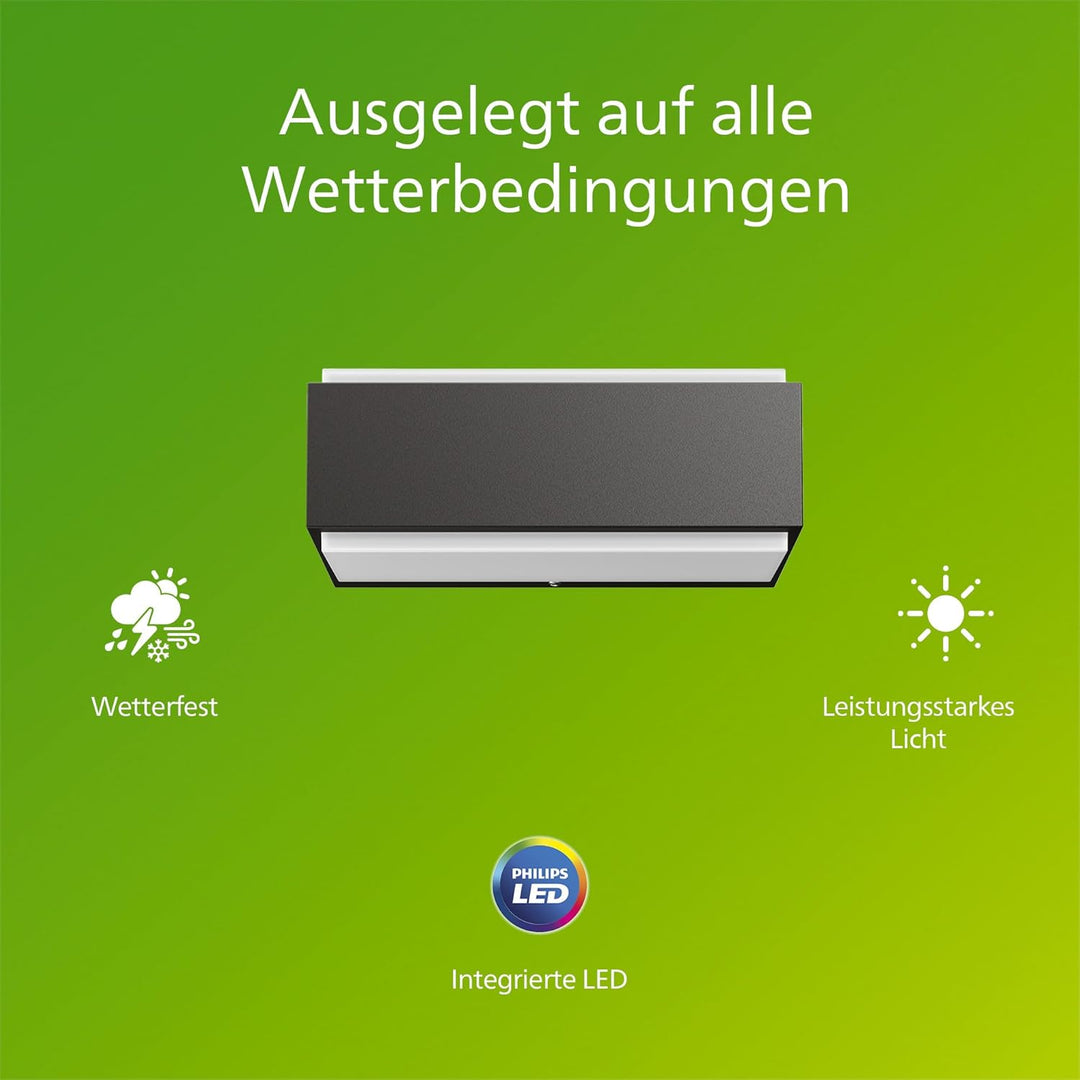 Philips myGarden Stratosphere LED Wandaussenleuchte, 9W, Anthrazit,
