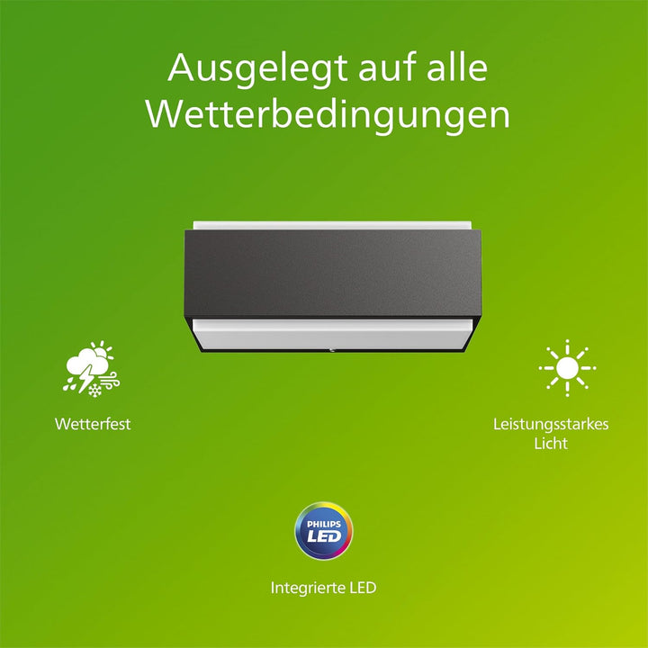 Philips myGarden Stratosphere LED Wandaussenleuchte, 9W, Anthrazit,