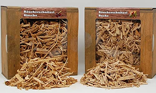 Landree® Starter Set Smokers-Friend 2X je 3 L Wood Cuttings Kirsche, Buche Räucherschnitzel direkt v