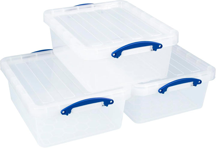 Really Useful Box Aufbewahrungsbox aus Kunststoff, 23,5 l, transparent, 3 Stück