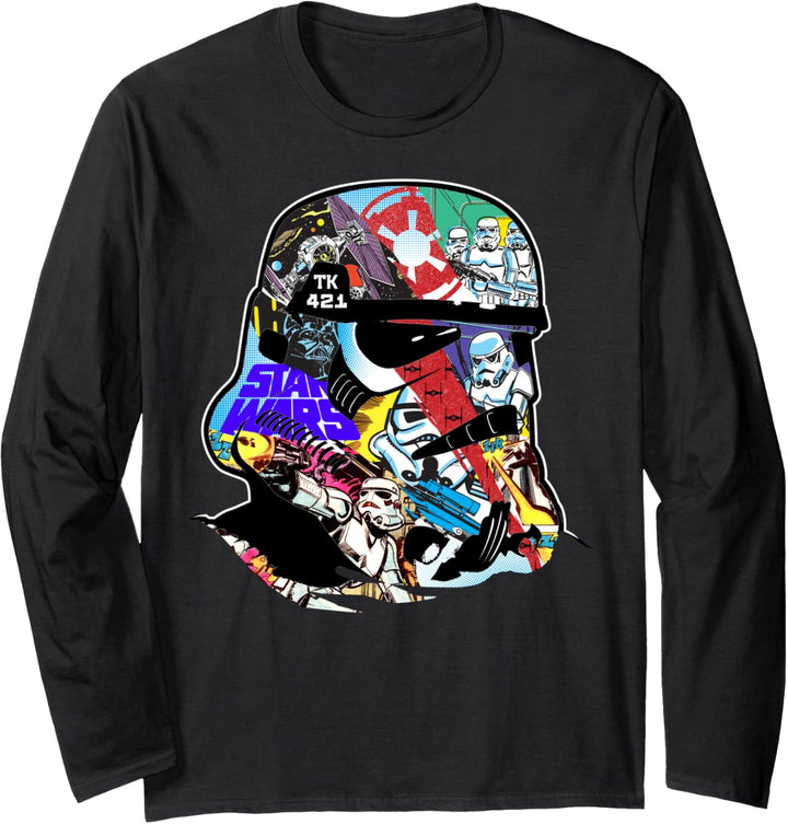 Star Wars Trooper Comic Helmet Side Portrait Langarmshirt