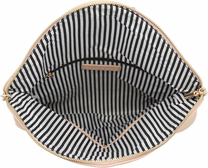 FashionPuzzle Grosse Umschlagtasche mit Kettenriemen (Übergrösse) Nude, Nude