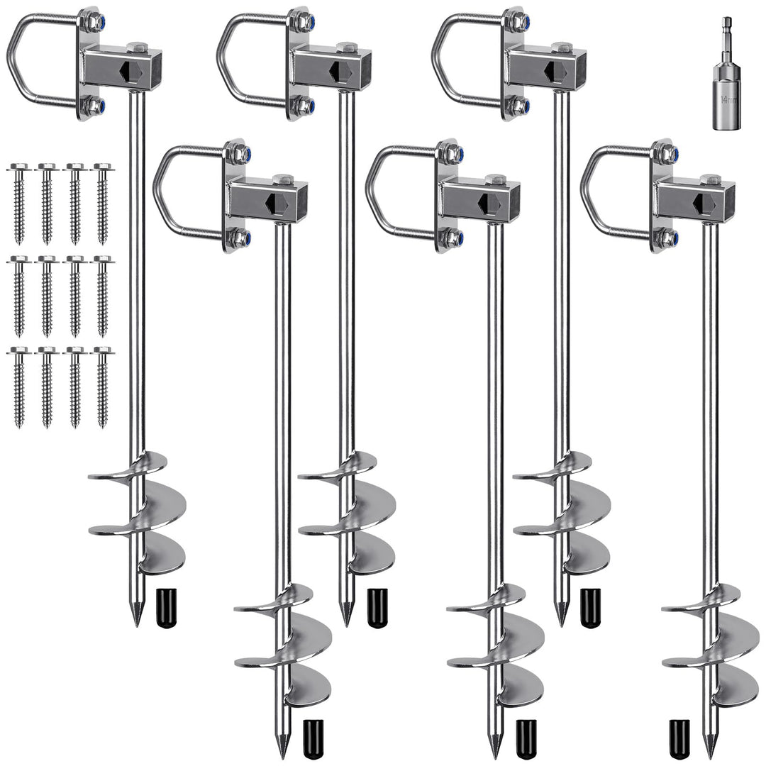 6er Zeltheringe, 74cm Zelt Heringe Erdnägel Stabil Lang Erdanker Bodenanker Schraubheringe Zelthaken