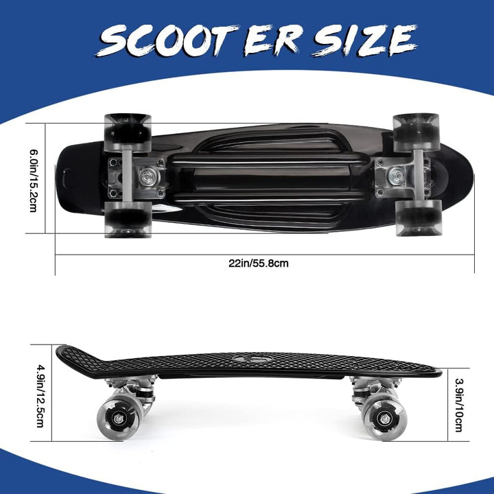 BELEEV Skateboard Komplette 22 Zoll Mini Cruiser Skateboard für Kinder Jugendliche Erwachsene, LED L