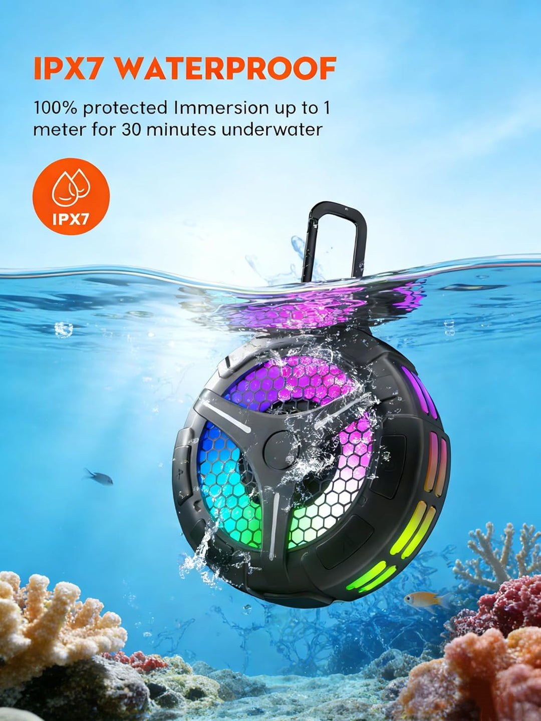 Ortizan Dusche Bluetooth Lautsprecher, Lautsprecher Dusche Bluetooth 5.3, IPX7 Wasserdicht 20H Stere