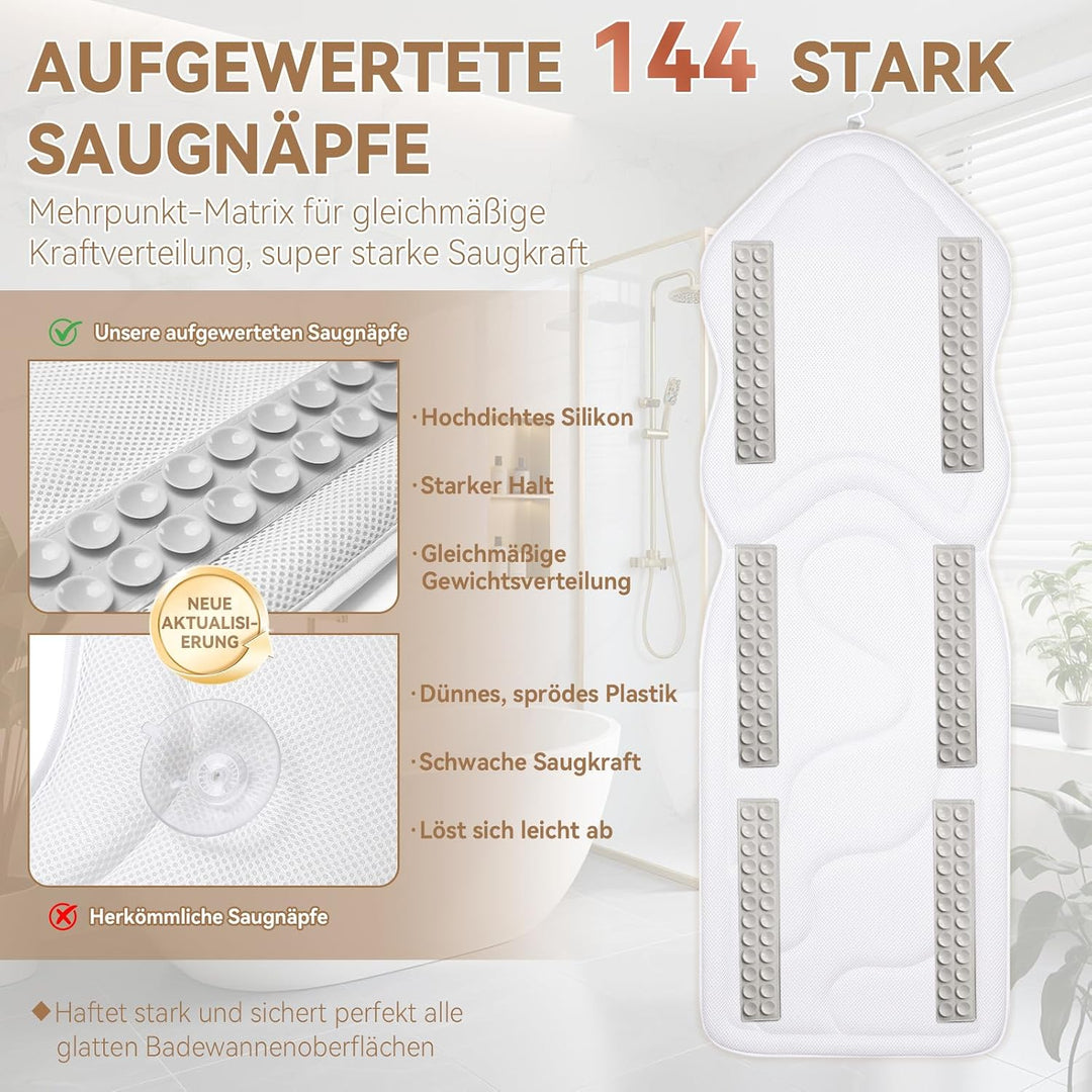 Poemland Luxus Dicke, volle Körper Badewannenkissen Mat &amp; Cushion für Badewanne Kopfstütze Hals Schu