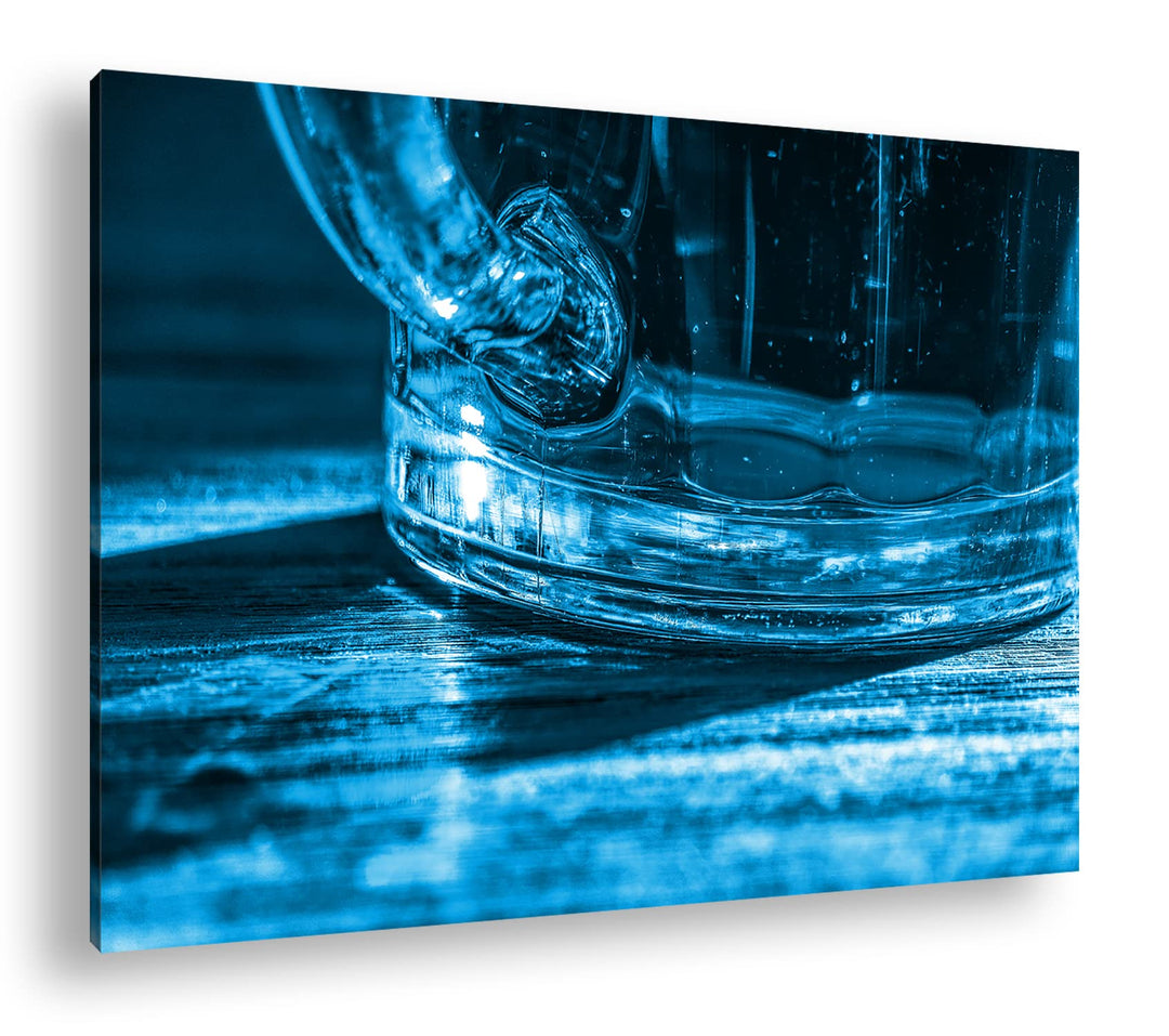 deyoli erfrischend goldenes Bier Format: 100x70 Effekt: Monocrome Blau als Leinwand, Motiv fertig ge